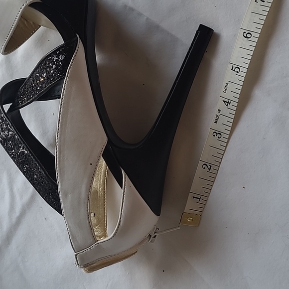 Size 9 black and white glitter open toed platform heels - Picture 4 of 5